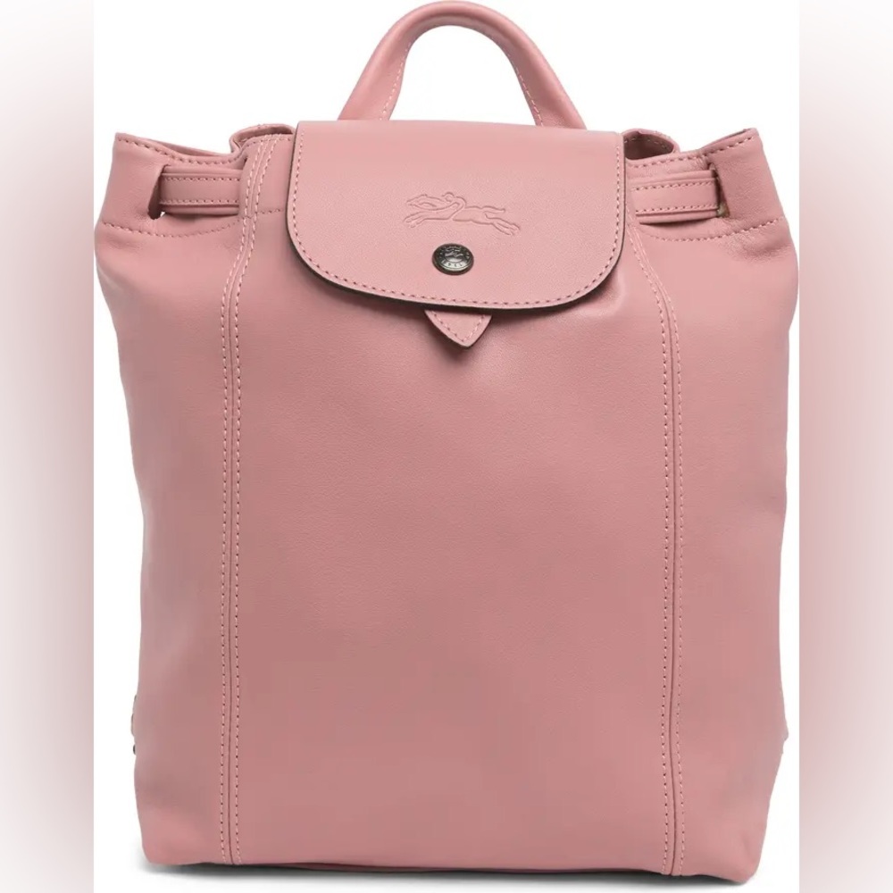 LONGCHAMP Le Pliage Cuir Backpack Book-bag Blush PiNk NEW